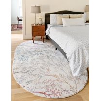 Rugs.com Blossom Collection Rug – 5' x 8' Oval Ivory Medium Rug Perfect For Living Rooms, Large Dining Rooms, Open Floorplans