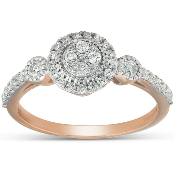 Pompeii 1/2 Ct Diamond Round Halo Vintage Engagement Ring 10k Rose Gold (H,I1-I2)