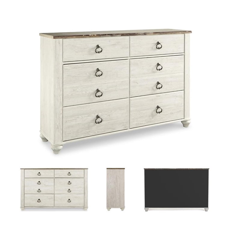 signature design by ashley willowton whitewash dresser Signature Design by Ashley Willowton 6-Drawer Dresser with Mirror  B267-31/B267-36