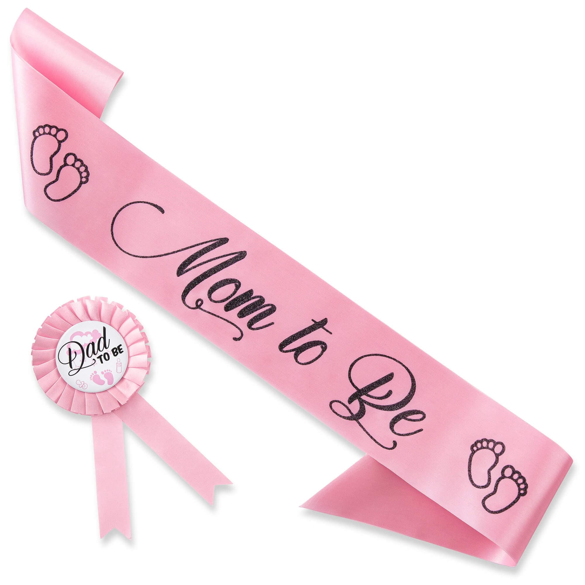 CORRURE Baby Shower Sash For Boy - 'Mommy To Be' Blue Ribbon Sash With Black Foil Text, Perfect For Gender Reveal & Maternity Photos