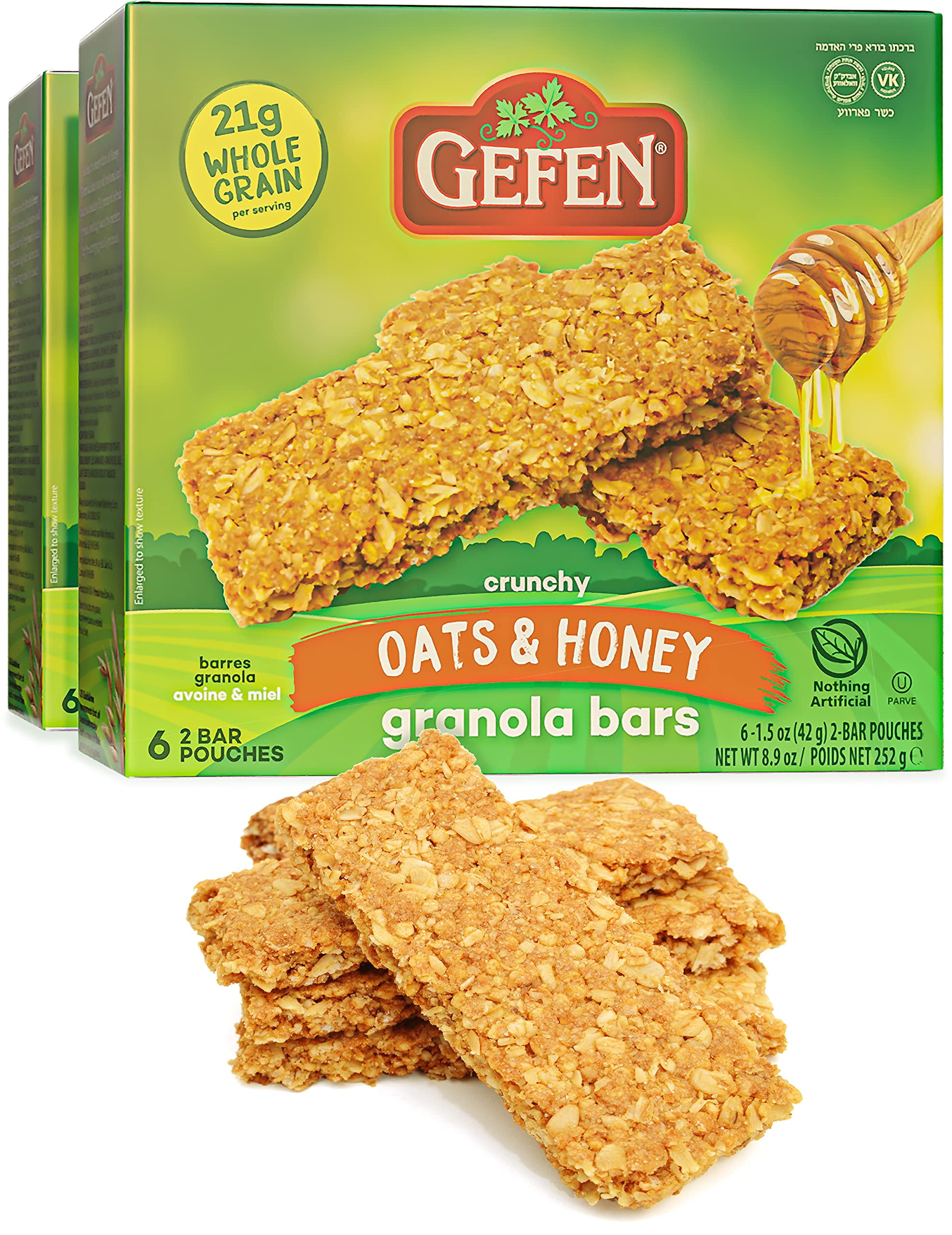Gefen Oats N' Honey Granola Bar (2 Pack = 24 Bars) All Natural