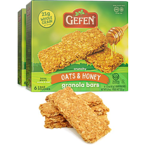 Gefen Oats N' Honey Granola Bar (2 Pack = 24 Bars) All Natural