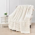 thumbnail image 2 of Home Soft Things Brick Textured Faux Fur Throw Blanket with Micromink Back, Luxury Soft Cozy Fluffy Fluzzy Plush Throw, 60x70 inches, White, 2 of 7