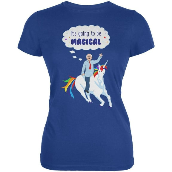Election 2020 Bernie Sanders is Magical Unicorn Juniors Soft T Shirt Royal X-LG