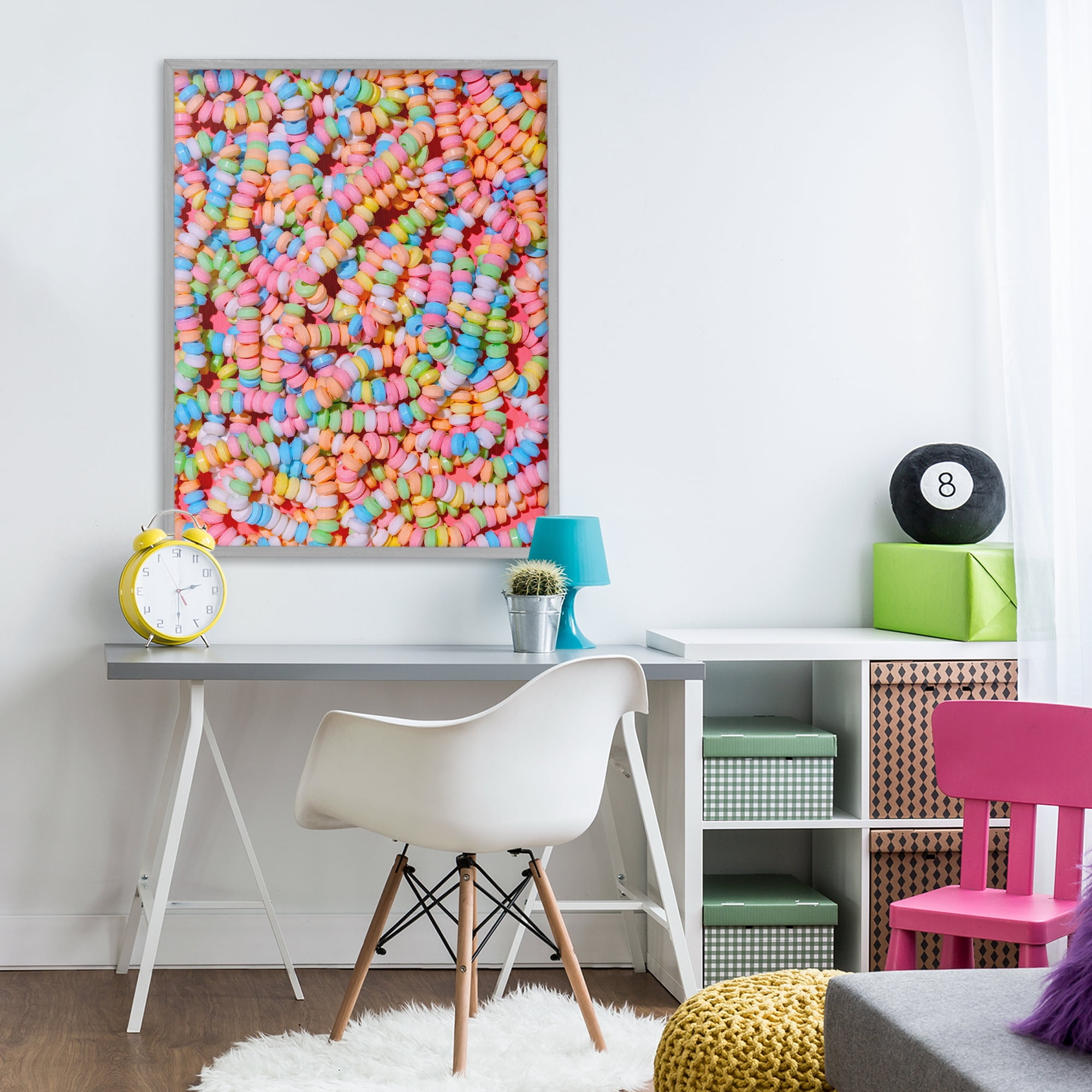 Stupell Industries Pastel Candy Necklace Gray Framed Giclee Art, design by LISH Creative