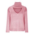 thumbnail image 7 of HAiming Women's Turtleneck Sweaters Knitting Backless Long Sleeve Pullover Tops Winter Casual Solid Color Loose Blouse, 7 of 7