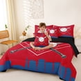 thumbnail image 3 of Erosebridal Boy Baseball Sport Bedding Comforter Set 7pcs, Red Blue Cartoon Theme Queen Bedding Sets, 3 of 7