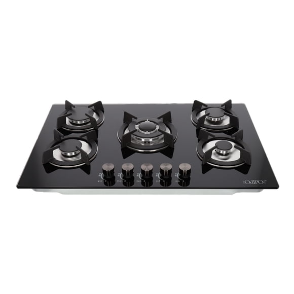 Parrilla de gas 5 quemadores cristal 76cm Capella OdipO Cristal Templado Negro 5 Quemadores