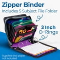 thumbnail image 4 of Case-it The Mighty Zip Tab Zipper Binder - 3 Inch O-Rings - 5 Color Tab Expanding File Folder - Multiple Pockets - 600 Sheet Capacity - Comes with Shoulder Strap - Deep Purple D-146 (6 Pack), 4 of 8