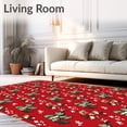 thumbnail image 2 of ODIKA 8'x10' Machine Washable Non-Slip Area Rug, Holiday Featuring Stylized Evergreen Branches And Twinkling Stars High Traffic Rug with Pad, Red, 625730, 2 of 8
