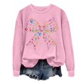 thumbnail image 2 of WEAIXIMIUNG Sweatshirts pour Femmes Fermeture Éclair Mode Décontractée Manches Longues Nœud Imprimé Col Rond Pull Sweatshirt, 2 of 3