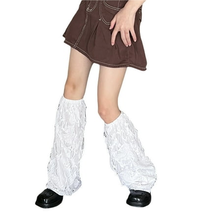 

Eyicmarn Women s Fashion Leg Warmer Socks Lolita Gothic Style Solid Color Hollow Out Ripped Warm Socks Foot Cover Streetwear
