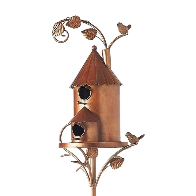 Casa de pájaros de metal para manualidades Casa de pájaros con estacas para jardín Adornos de metal para casas de pájaros