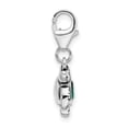 thumbnail image 2 of 925 Sterling Silver RH Green Swarovski Turtle with Lobster Clasp Charm Pendant; for Adults and Teens; for Women and Men, 2 of 3