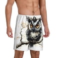 thumbnail image 6 of Mens Pajama Shorts, Whimsical Owl On Branch Sleep Shorts Men Pajama Bottoms Lounge PJ Shorts with Pockets, 6 of 6