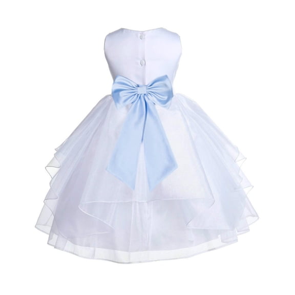 Ekidsbridal White Ice Blue Shimmering Organza Flower Girl Dress Junior Bridesmaid Wedding Pageant Communion Baptism Gown 4613T 2