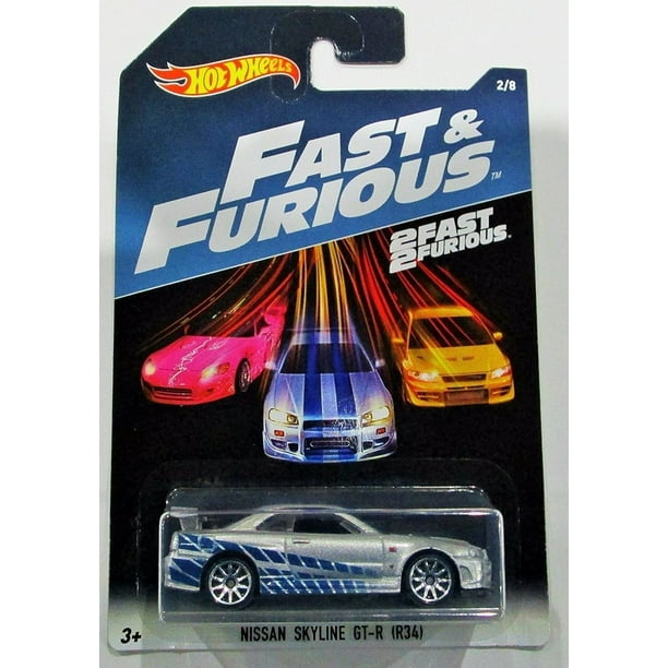 Hot Wheels 2017 Rápido y Furioso Nissan skyline GT-R R34 plata/azul 2 fast 2 furious 2/8 Hot Wheels Hot Wheels