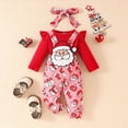 thumbnail image 2 of NOLDARES Newborn Baby Girl Outfits 3 Items Long Sleeve Frill Romper Pants Headband Set Fall Winter Clothes,Red,9-12 M, 2 of 9