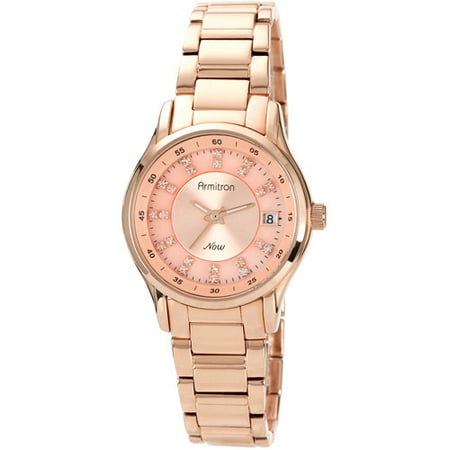 Armitron Women's Rose Gold-Tone IP Watch with Crystal Markers
