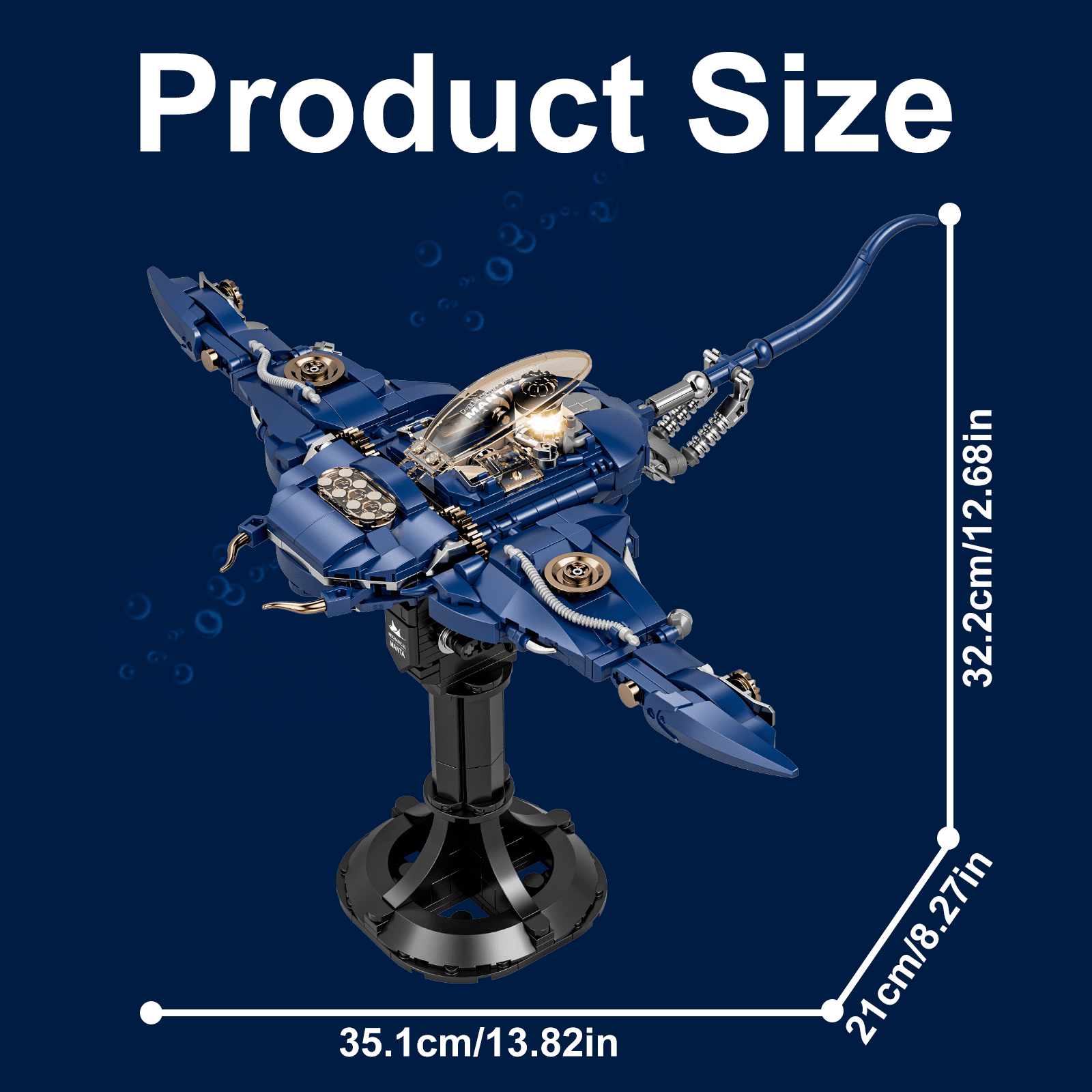 Mechanical Manta Building Block Set, DIY Assembly Model for Adults & Teens 14+, Ideas Gift for Birthday & Christmas & Halloween