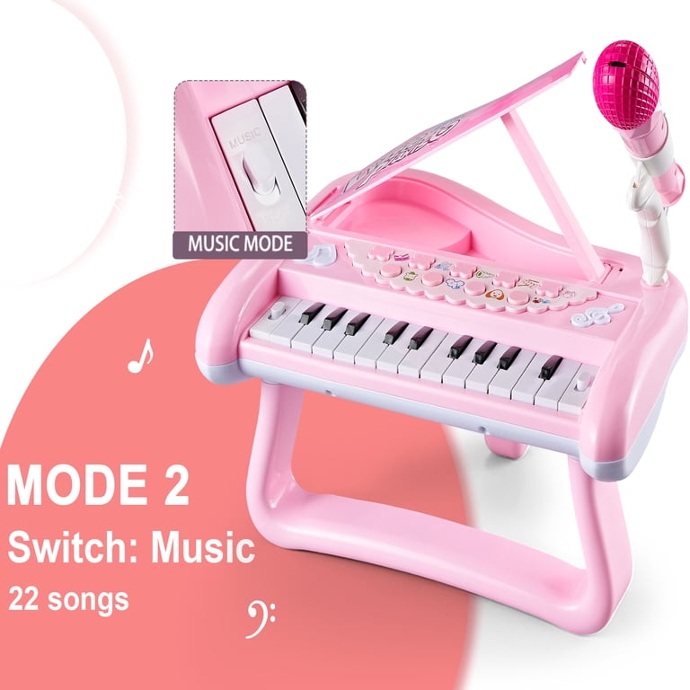 Tepear Kids Musical Keyboard with Microphone, Pink photo 2