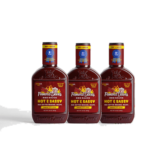 Famous Dave's Hot & Sassy Kansas City Style BBQ Sauce, 3-Pack 20 oz. Bottles