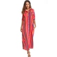 thumbnail image 2 of SAYFUT Womens Loose Fit Shirt Long Dress Rainbow Button Down Roll up Sleeve Stripes Maxi Dress Pockets Plus Size S-3XL, 2 of 6