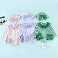 thumbnail image 4 of Wuxian Baby Swimsuit Rash Guard Swim Long Sleeve Cartoon Print Striped Ruffled Patchwork Zipper Up Round Neck Bodysuit With Cute Hat Sun Protection Bathing Suit,Pink,2-3 Years, 4 of 4