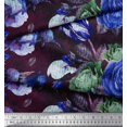 thumbnail image 3 of Soimoi Tissu Viscose Georgette Bleu Imprimé Feuilles & Fleurs Tissu de Couture BTY 42 Pouces de Large, 3 of 3