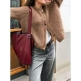 thumbnail image 6 of Women'S Casual Long Sleeve Crewneck Button Down Cardigan Sweater Knit Outwear Brown M, 6 of 8