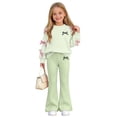thumbnail image 5 of Auroural Girls Bow Sweatshirt Crewneck Long Sleeve Pullover Top Girl's Bowknot Print Top Long Pants Two-Piece Set Kids Fall, Winter, Cute, Casual, Big Girls, Drop Shoulder, School 5-15 Years, 5 of 9