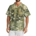 thumbnail image 5 of Domuza Mens Scrubs Tops Plus Size Short Sleeve V-Neck Work Uniform Camo Printed Stretch T Shirts Soft Comfort Caregiver Top with Pockets Green XXXL, 5 of 5
