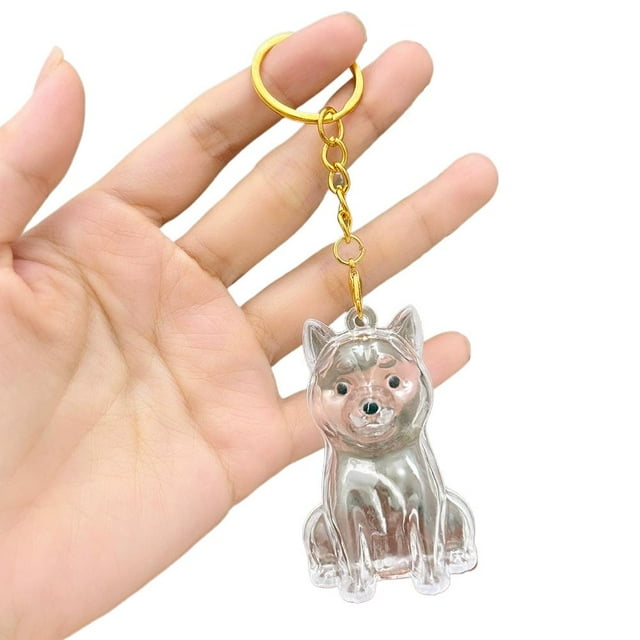 Cute Dog Shape Pet Hair Storage Keychain, Transparent Capsule Container for Cat Dog Fur Memorial, Unique Pet Keepsake Charm for Collars, Backpacks & Keys - 5.43 Inch
