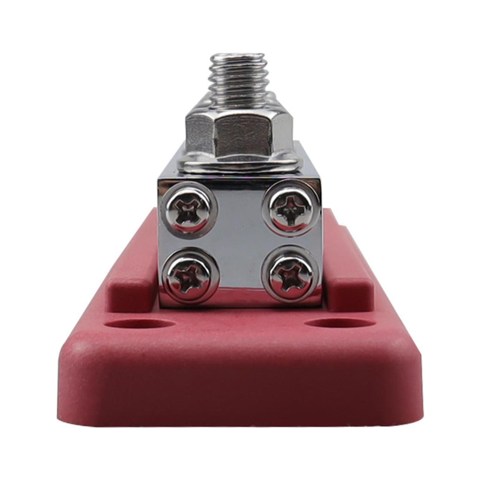 Power Distribution Block, Junction Block, 600 Amp Rating with Cover, 4x 3/8" Terminal Block Busbar for Truck RV Boat Marine Red