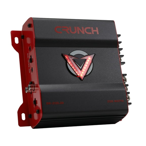 Crunch 2125W 2 Channel Subwoofer Car Audio Amplifier with Adjustable Crossovers, Bass Knob