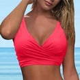 thumbnail image 2 of Linfrsh Halter Top Twist Front Tops for Women Bikini Top Cross Wrap Swimsuit Top Lace Up Tie Back Bathing Tops Watermelon Red,2XL, 2 of 6