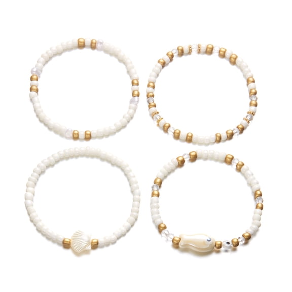 Stackable Ceramic Fish Shell Beaded Bracelets Summer Jewelry Gift For Women