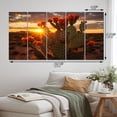 thumbnail image 4 of Designart "Red Green Cactus landscape With Sunset III" Floral Metal Art Print Set, 4 of 5