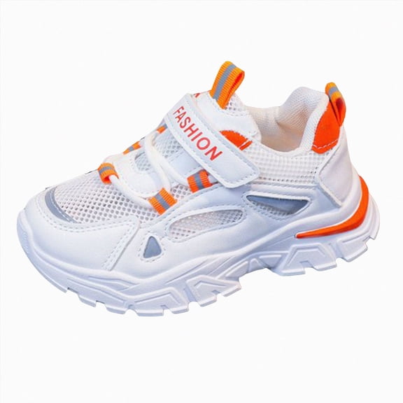 NIEWTR Toddler Shoes Kids Breathable Sneakers Mesh Lightweight Easy Walk Casual Sport Strap Athletic Running Shoes for Boys Girls(A-Orange,12)