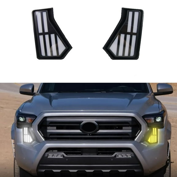 M optimized LED Fog Lights Kit Compatible for Toyota Tacoma 2024 2025 DRL Daytime Running Lights Amber Turn Signal Front Bumper Lamps