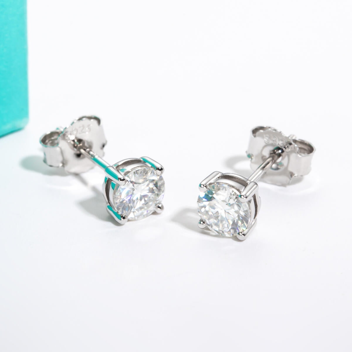 AnuClub 10K Post Moissanite Stud Earrings for Women, Total 1 Carat D Color VVS1 Lab Created Diamond Earrings 14K White Gold Plated S925 Sterling Silver Earrings