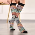 thumbnail image 6 of GZHJMY High Elasticity Compression Socks, High Knee Socks Adult Universal Leisure Relieve Fatigue,Abstract Flowers Travel Daily with Running (1 Pair), 6 of 7