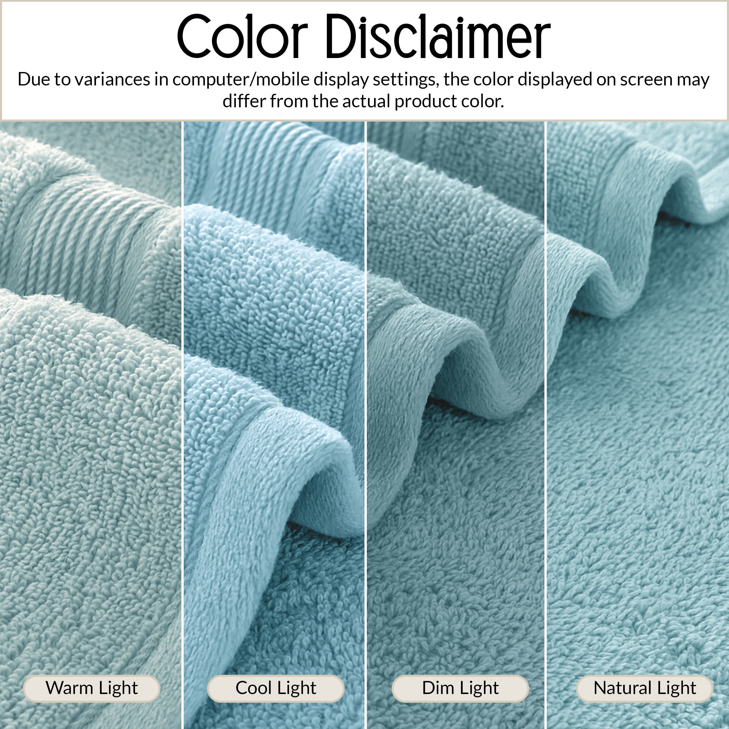 Lux Decor 6 Piece Bath Towel Set 525 GSM, 100% Cotton Towels for Bathroom, Spa & Hotels - Zero Twist 2 Large Bath Towels, 2 Hand Towels & 2 Washcloths – Quick Dry & Highly Absorbent - Blue