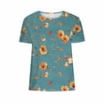 thumbnail image 4 of Pisexur Hauts pour Femmes Blouses Décontractées Mode Été Imprimé Manches Courtes Col Rond, Multicolore, L, 4 of 5