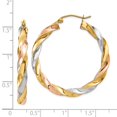 thumbnail image 3 of 14K Tri-Color Gold Earring Hoop Women'S 39 mm 5 Light Twisted Earrings, 3 of 3
