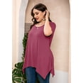 thumbnail image 6 of SHOWMALL Plus Size Tunic Tops for Women Clothes Short Sleeve Mauve Summer 5X Blouse Swing Tee Crewneck Clothing Flowy Shirt for Leggings, 6 of 7