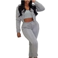 thumbnail image 2 of Kiplyki Flash Womens 2 Pieces Joggers Outfits Fashionable and Sportswear, Solid Color Plush Long Sleeved Hooded Pants Set, 2 of 5