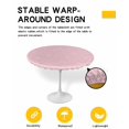 thumbnail image 2 of nqOlkjepod Pink Christmas Snowflake Round Tablecloth, Fitted Table Cover with Elastic for 45"-54" Round Tables, Winter Snowflake Xmas Table Cloth Outdoor Indoor Dinning Party Waterproof Tablecloths, 2 of 6
