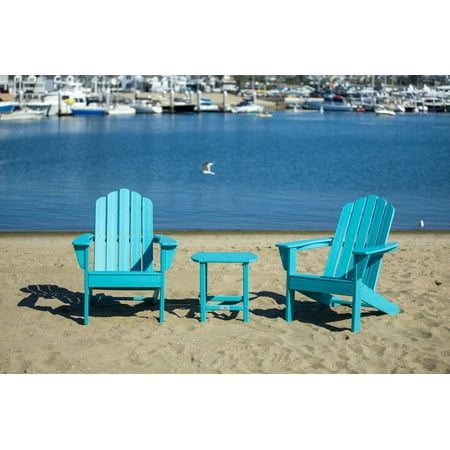 LuXeo Marina Aruba Blue Poly Outdoor Patio Adirondack Chair and Table Set