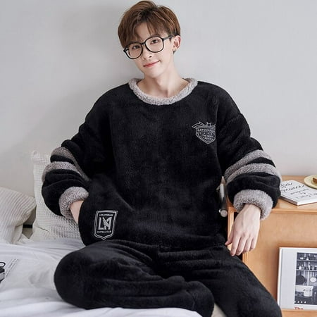 

DanceeMangoo FUNISHI Winter Pajamas Plus Size 4XL Cartoon Mens pijama Loose Version Pajama Set Inspissate Flannel Pullover Sleepwear